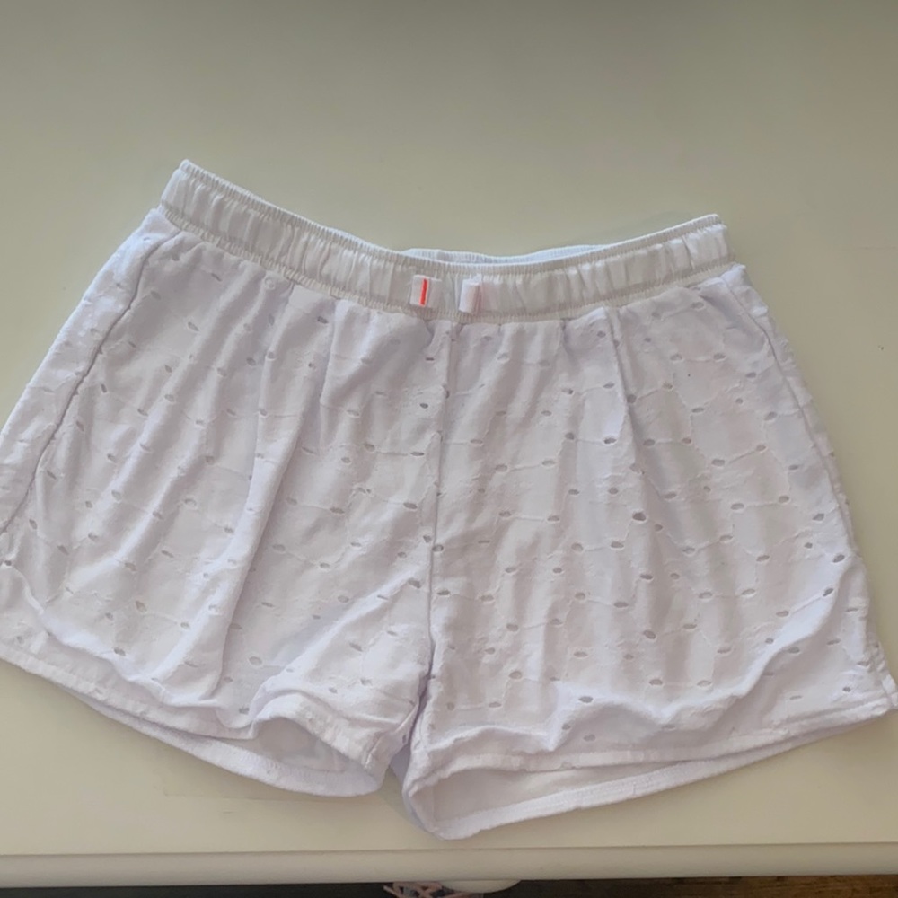 Girls white cotton shorts